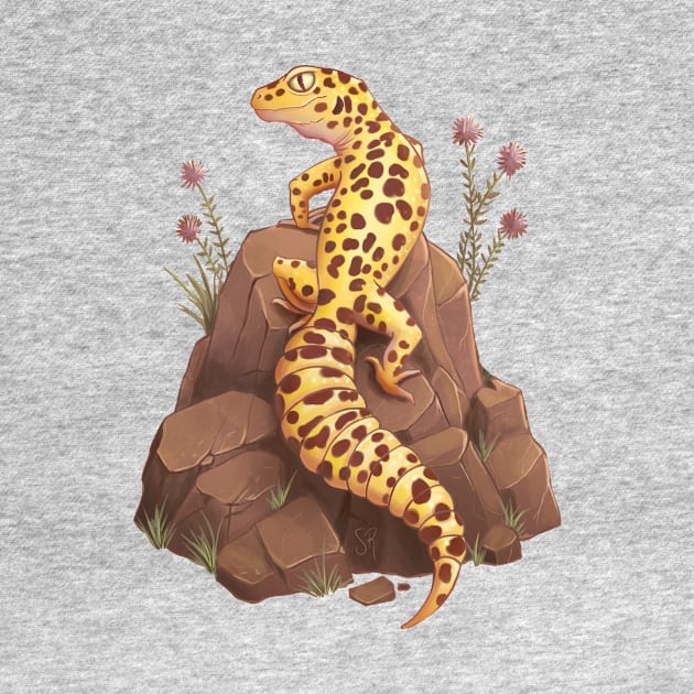 Leopard Gecko on the rock by solrey